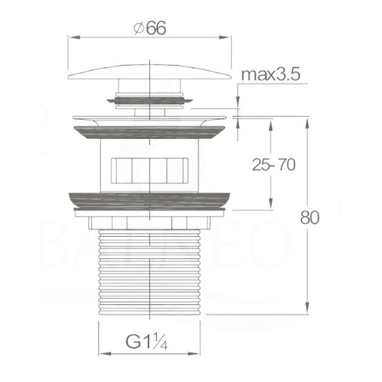 Galva S.B. praustuvo sifono CLICK-CLACK su persipylimu chromuota