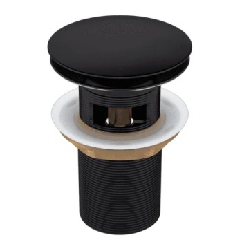 Izlietnes sifons CLICK-CLACK ar pārplūdes cauruli, melns Izlietnes sifons CLICK-CLACK ar pārplūdes cauruli, melns