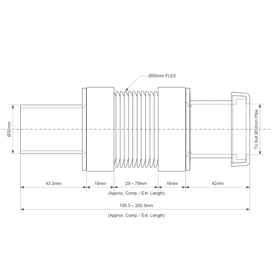 Prailginimas K.Mc lankstus 32x32 MF LEX-32PF 20cm