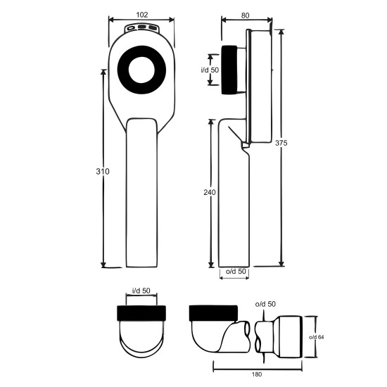 Sifonas K.Mc. pisuarui vertikal potink 2x50 mm