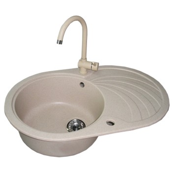 Komplektas plautuvės ir maišytuvo LANA smėlio 1B1D+BQ303 Komplektas plautuvės ir maišytuvo LANA smėlio 1B1D+BQ303