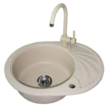 Komplektas plautuvės ir maišytuvo LANA smėlio 1B1/2D BQ303 Komplektas plautuvės ir maišytuvo LANA smėlio 1B1/2D BQ303