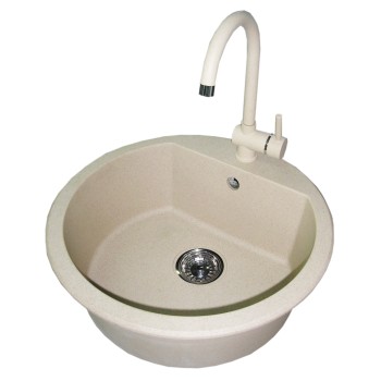 Komplektas plautuvės ir maišytuvo SONNO+BQ303 smėlio  Komplektas plautuvės ir maišytuvo SONNO+BQ303 smėlio