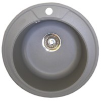 Granitinė plautuvė ROUND 2 light  grey su sifonu