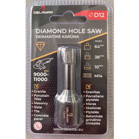 Karūna deimantinė DELAWAR M14 D12mm