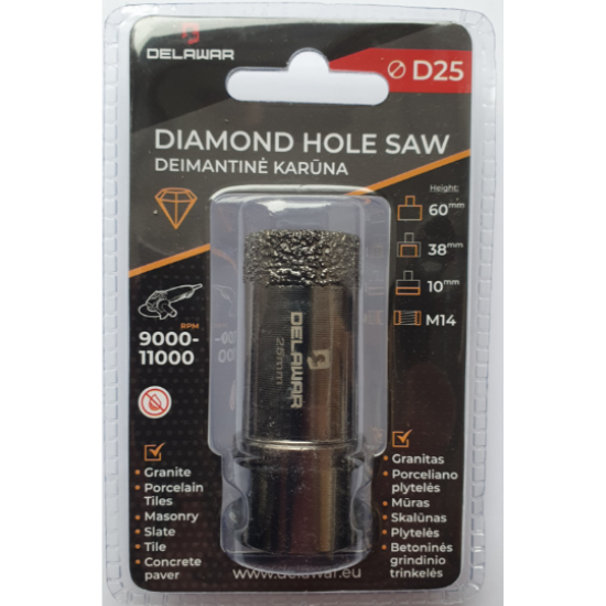 Karūna deimantinė DELAWAR M14 D25mm