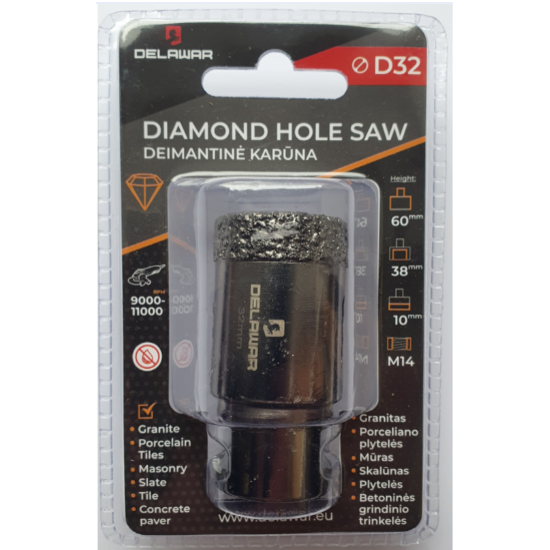 Karūna deimantinė DELAWAR M14 D32mm