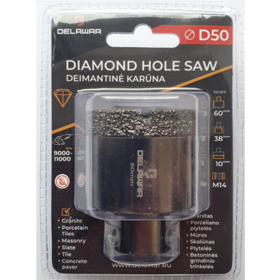 Karūna deimantinė DELAWAR M14 D50mm