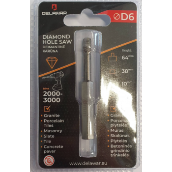 Karūna deimantinė DELAWAR M14 D6mm