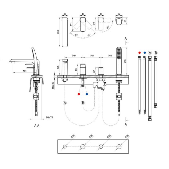 Maišytuvas vonios krašto FL 026.00
