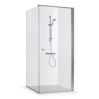 Dušo kabina KRISTINA 986x983x2200 skaidrus stiklas aukso sp.
