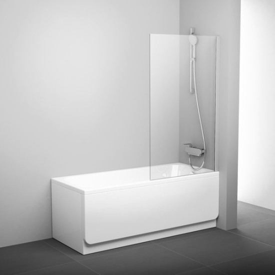 Стенка для ванной ПВС1-80 глянцевая + стекло Прозрачное