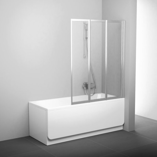 Sienelė vonios VS3 130 balta+stiklas Transparant