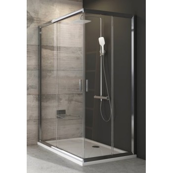 Dušo durys BLRV2K-100 blizgi+stiklas Transparent