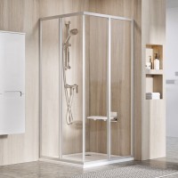 Shower door SRV2-90 S white + plastic Pearl