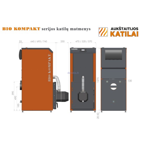 Pellet boiler BIO KOMPAKT 20kW, with KIPI ROT POWER D16 burner