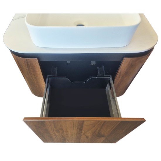 Bathroom cabinet with washbasin OLIVE 80 brown wall-mounted with a countertop washbasin