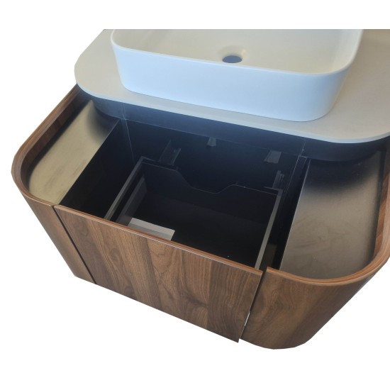 Vannas istabas skapītis ar izlietni OLIVE 80 brūns, sienas stiprinājums ar darba virsmas izlietni