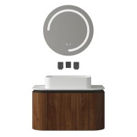 Vonios kambario spintelė su praustuvu OLIVE 80 ruda pakabinama su uždedamu praustuvu