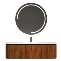 Vonios kambario spintelė su praustuvu OLIVE 120 ruda pakabinama su įleidžiamu praustuvu