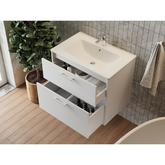 Bathroom cabinet with washbasin AFINA - 60 white hanging