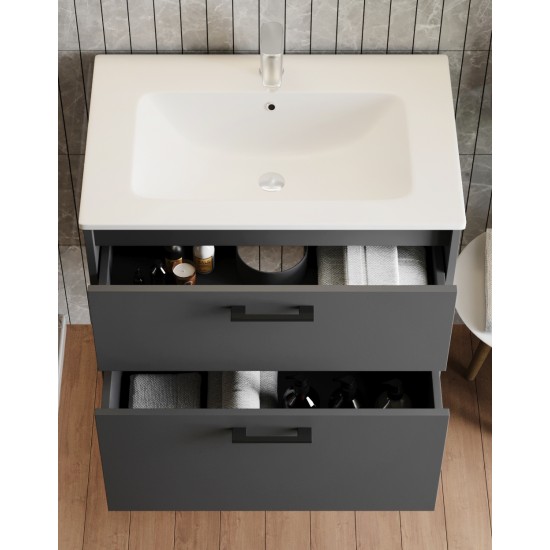 Bathroom cabinet with washbasin AFINA - 80 gray hanging