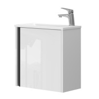 Bathroom cabinet with washbasin LEO-50 white hanging