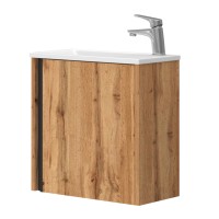 Bathroom cabinet with washbasin LEO-50 brown matte hanging