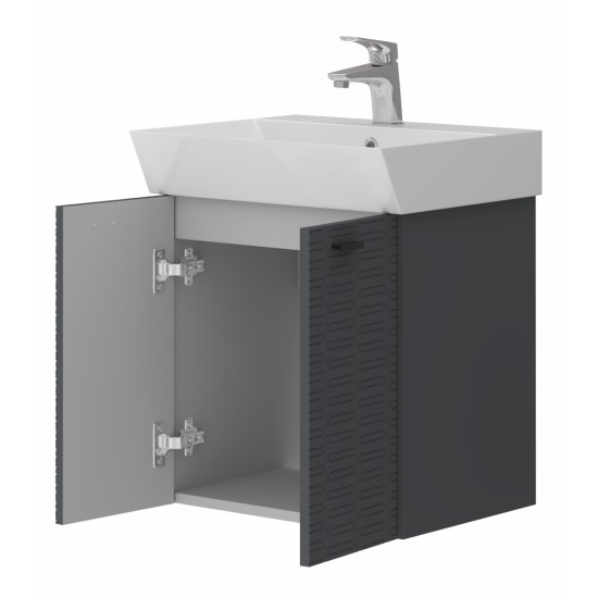 Vonios kambario spintelė su praustuvu Piccolo PC-50 tamsiai pilka pakabinama