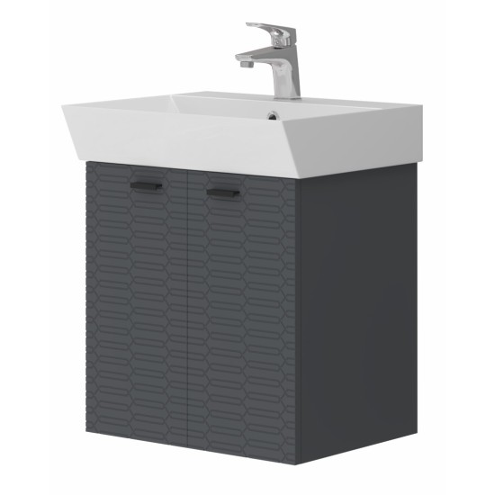 Vonios kambario spintelė su praustuvu Piccolo PC-50 tamsiai pilka pakabinama