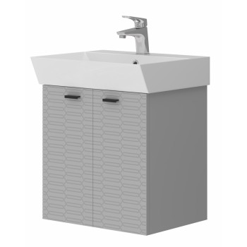 Vonios kambario spintelė su praustuvu Piccolo PC-60 pilka pakabinama