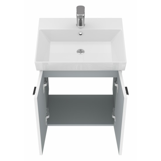 Vonios kambario spintelė su praustuvu Piccolo PC-60 balta pakabinama