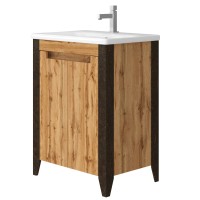 Bathroom cabinet with washbasin QUEEN QN-80 brown