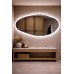 OVAL LED SMART mirror with anti-fog function, clock and thermometer