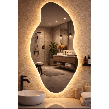 Veidrodis SANA LED IŠMANUS su funkcija nuo rasojimo, laikrodžiu ir termometru