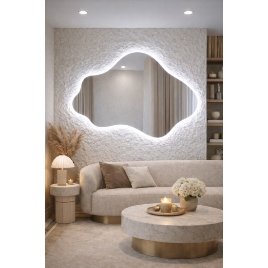 CLOUD LED SMART mirror with anti-fog function, clock and thermometer