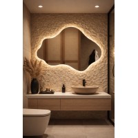 CLOUD LED SMART mirror with anti-fog function, clock and thermometer