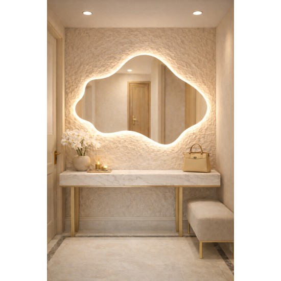 CLOUD LED SMART mirror with anti-fog function, clock and thermometer