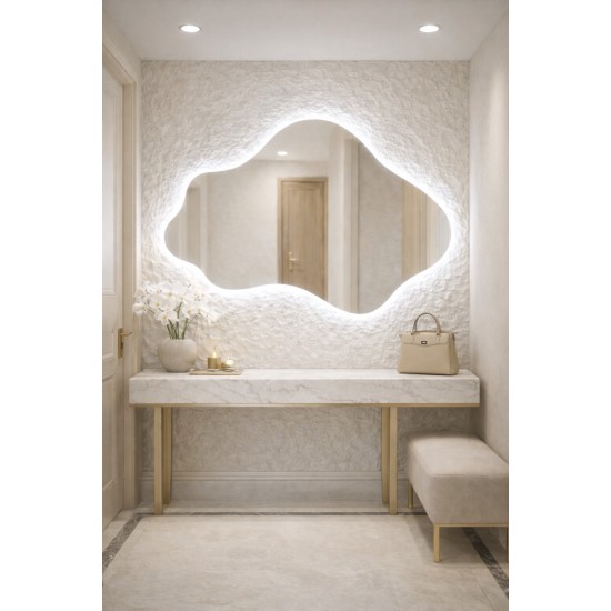 CLOUD LED SMART mirror with anti-fog function, clock and thermometer