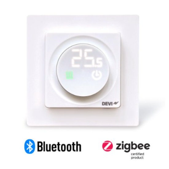 DEVIreg™ Display Connect, baltas,  grindų ir patalpos, 16 A, valdomas Zigbee arba Bluetooth  (termostatas)