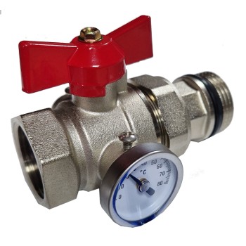 Sklendė su termometru 1" raudona Sklendė su termometru 1" raudona