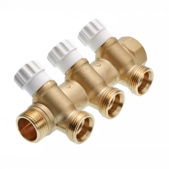 Kolektorius 3 šakų TECElogo 3/4 su uždarymo ventiliais 8730007