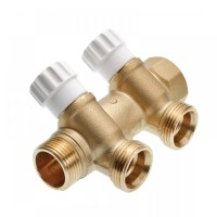 Kolektorius 2 šakų TECElogo 3/4 su uždarymo ventiliais