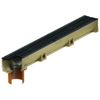 Gutter h-10cm, L-100cm, B125 110mm vert. with cast iron play. ACO Euroline