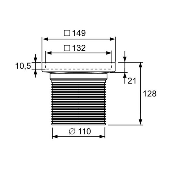 Dalis trapo TECEdrainpoint S virš.150mm su grot. įklijuojama plytele plate