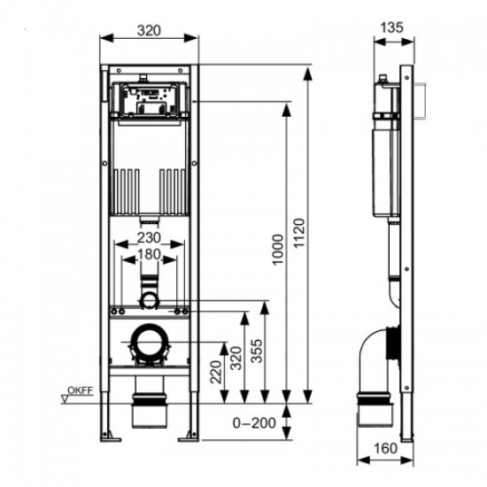 Modulis unitazo TECEbase su 320mm bakeliu, mont. aukštis 1120mm 940044