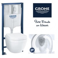 Komplektas WC rėmas EuroCeramic WC su SC dangčiu, tvirt., myg (4 in 1)