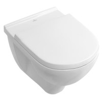 The toilet hangs. O.Novo Rimless 360x560mm with QR / SC cover, white