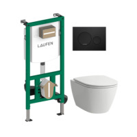 Kompl.WC puodo su QR/SC dang. Laufen Rimless pot. rėmas Moon mygt. juodas