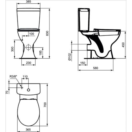 WC pastat. IDEAL STANDART Simplicity neįgal. su dang. E883201+E875901